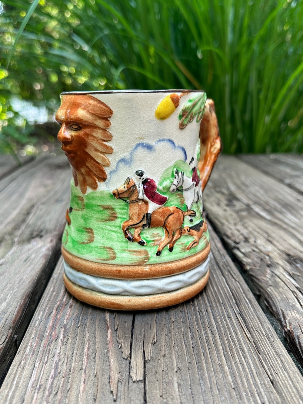Vintage Lawleys Cheerio! Hand-Painted Ceramic English Hunting Scene Tankard Mug - Picture 2 of 9